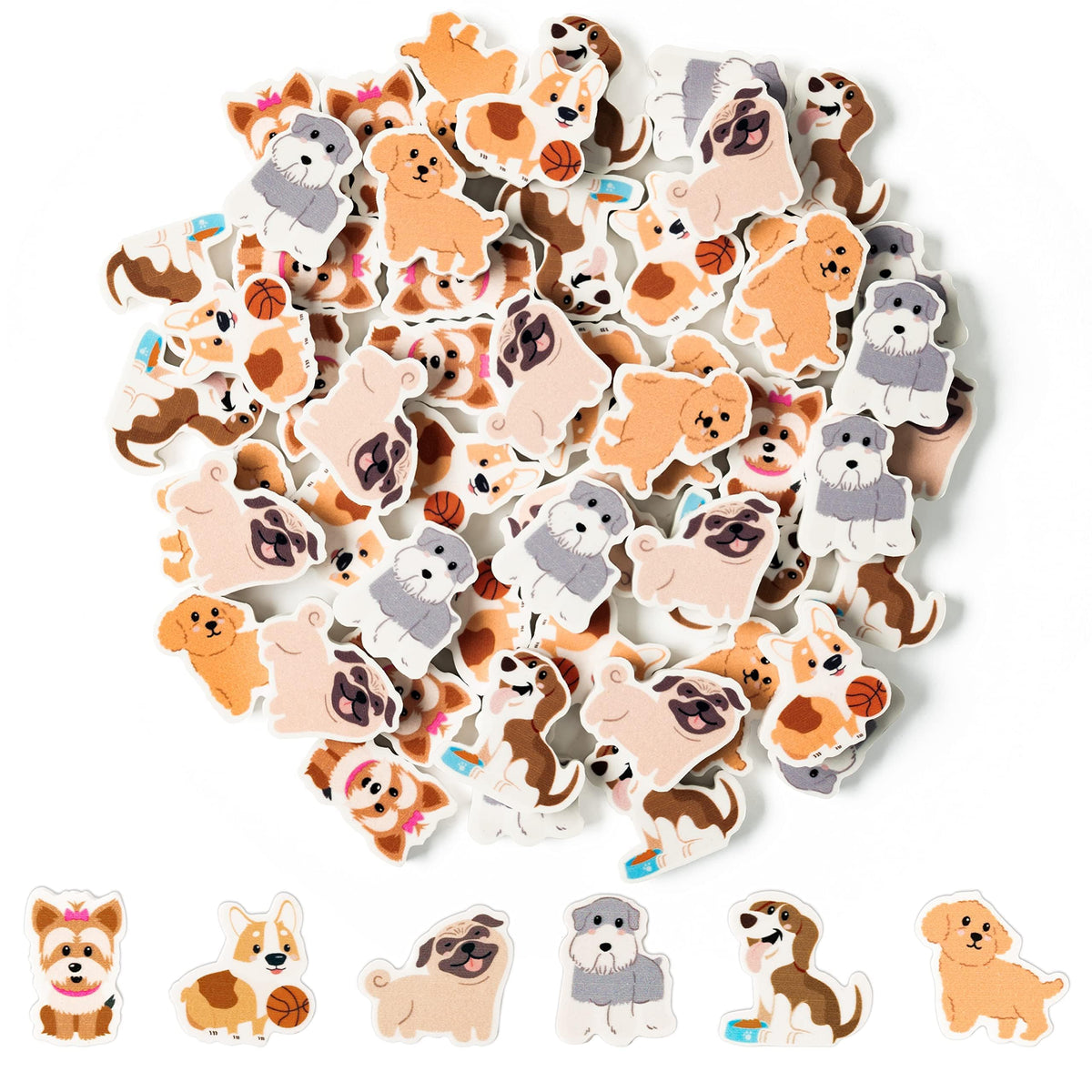ANGOLIO 60Pcs Cute Cat Erasers Back to School Gifts for Kids Animal Pencil Top Erasers Mini Kawaii Cartoon 3D Desk Pet for Classroom Activities Rewards Game Prizes Birthday Party Supplies, 6 Styles