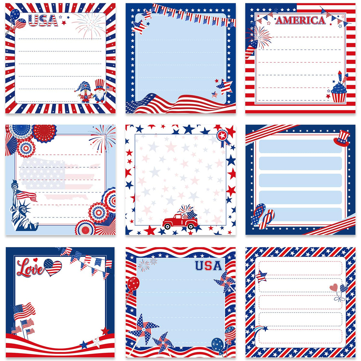 Frog Sticky Notes 3x3 Cute Animal Stationery 9-Pack