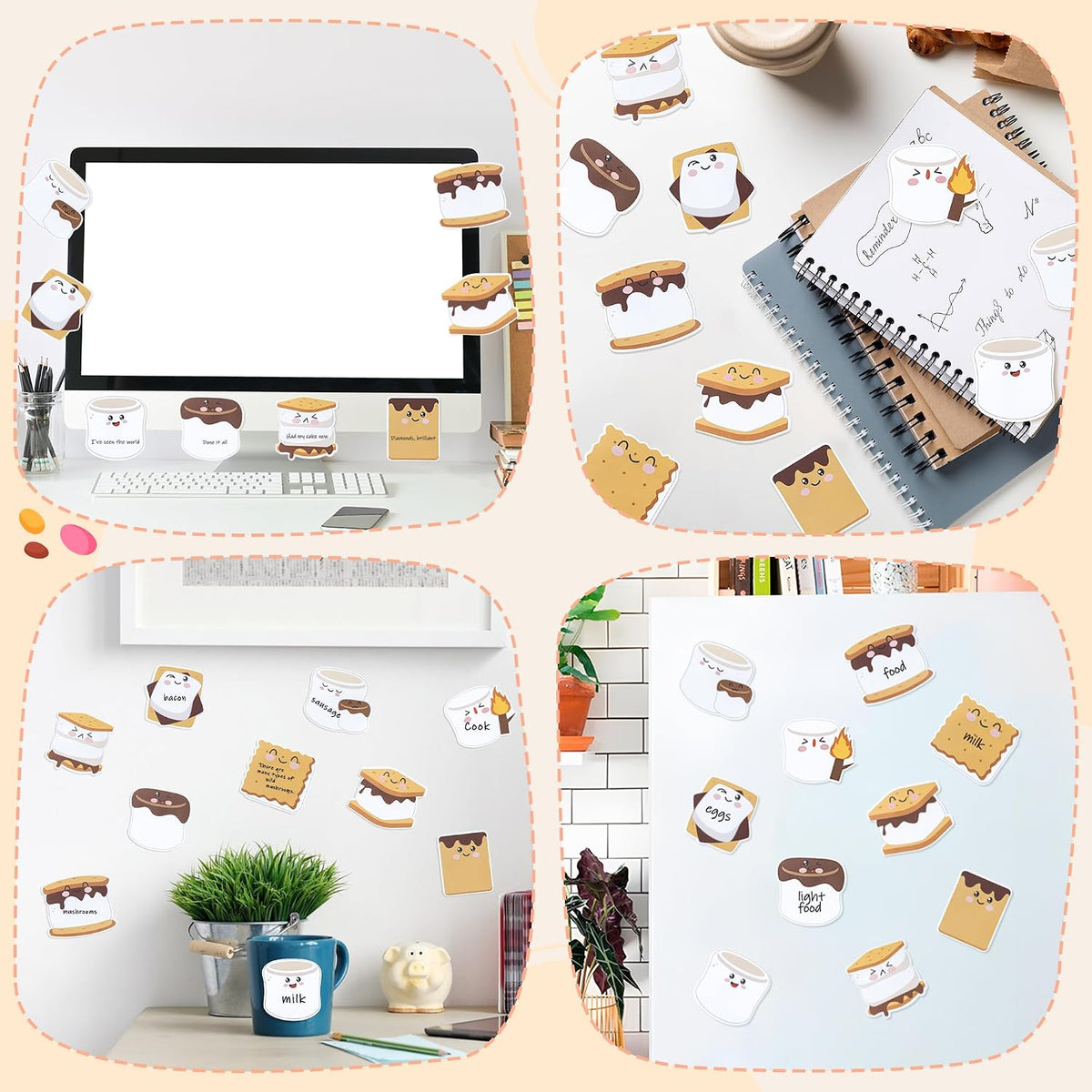 CJiangpo 30Pcs Marshmallow Sticky Notes Pads 600 Sheets Self Stick Notepad