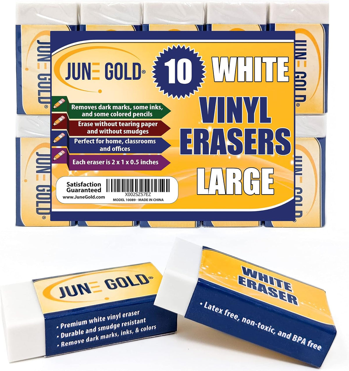 June Gold 28 Neon Colored Rubber Erasers