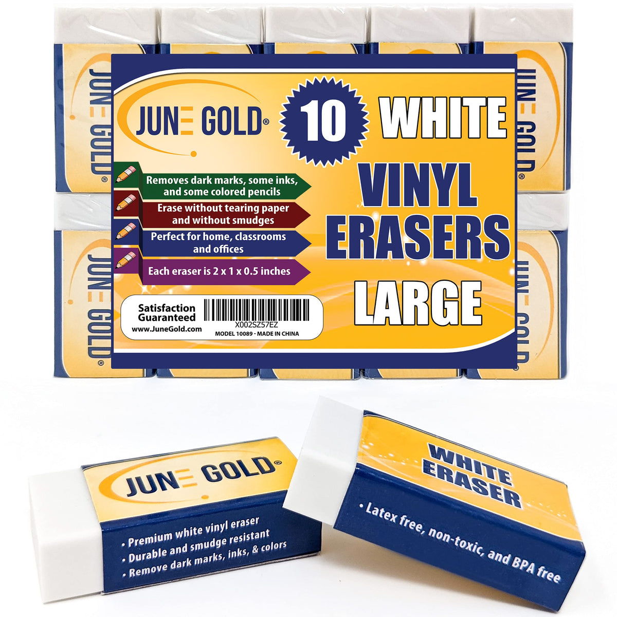 June Gold 28 Neon Colored Rubber Erasers