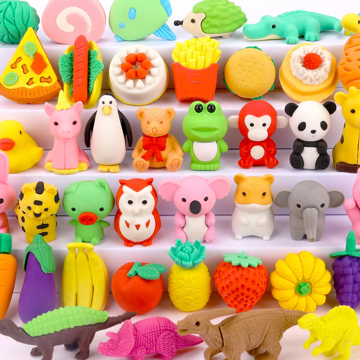 100 Pcs Animal Erasers for Kids - Desk Pets Back to School Supplies