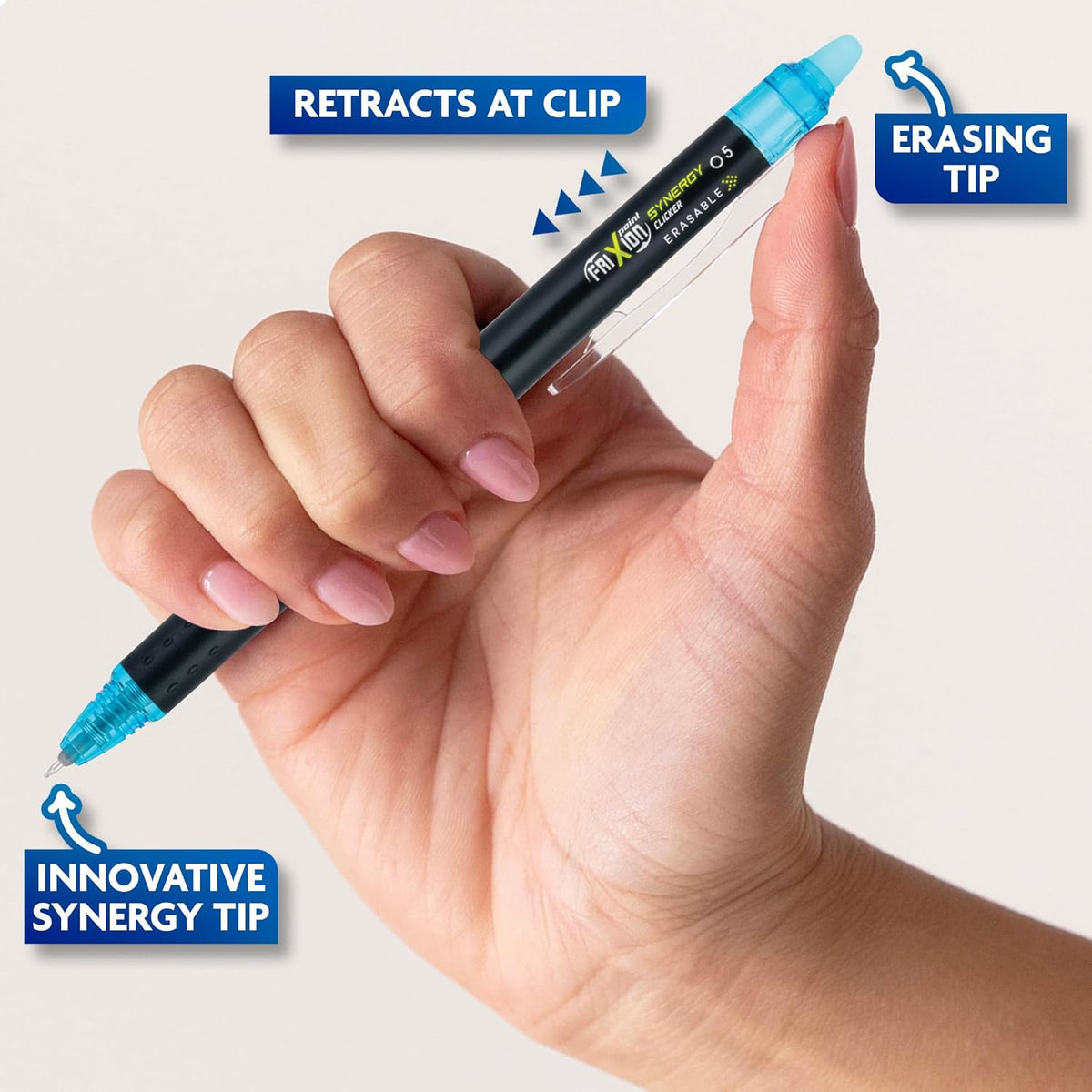 PILOT FriXion Synergy Clicker Erasable Gel Pens, 0.5mm, Assorted, 7-Pack