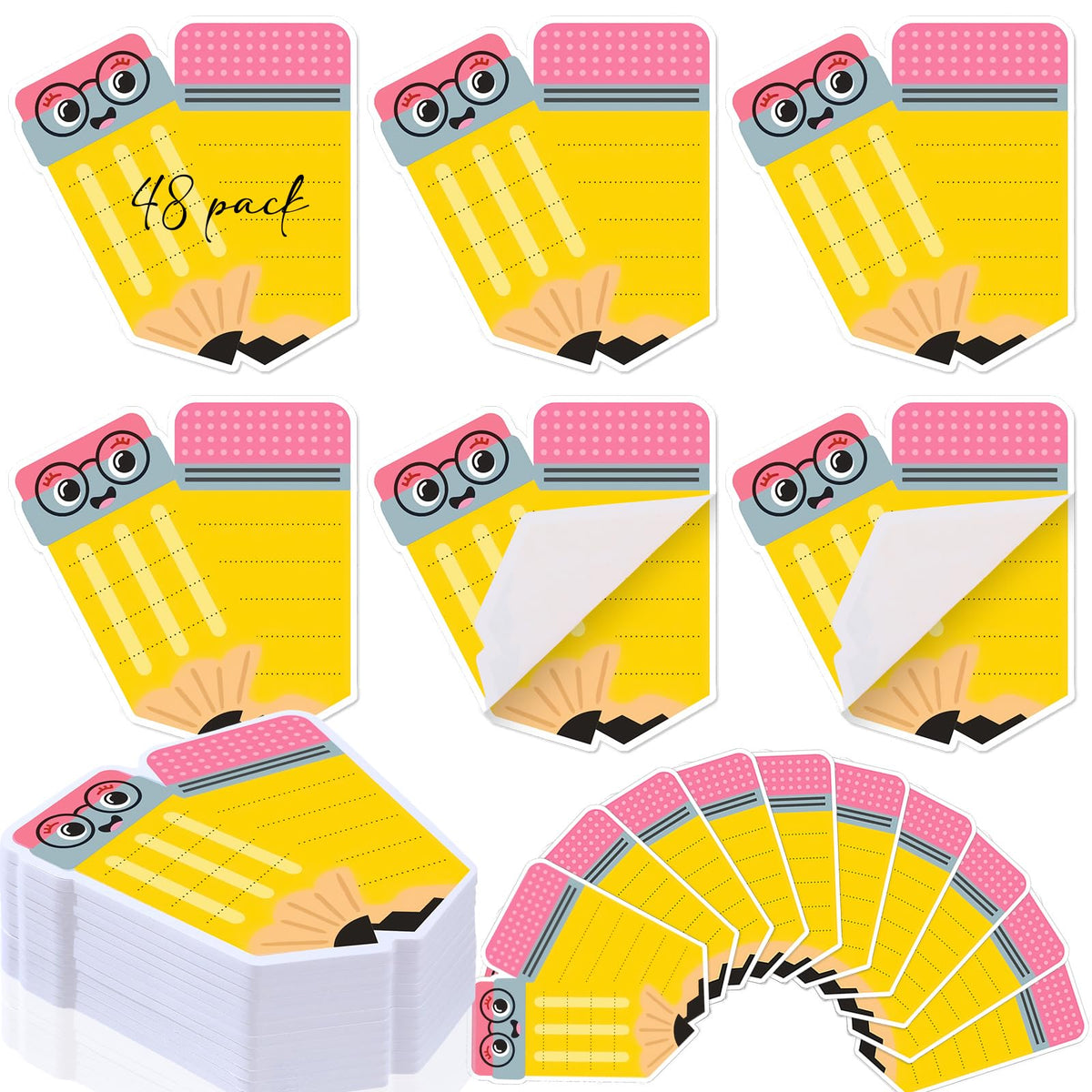 48 Pads 1440 Sheets Composition Notebook Sticky Notes Teacher Note Pads Back to School Supplies Gifts Self Adhesive Memo Pad Cute Gifts for Students Classroom