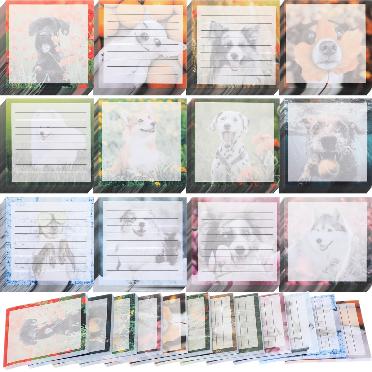 Handepo 12 Pcs Dog Sticky Notes 3"x3" Cute Puppy Vet Tech Week Gifts