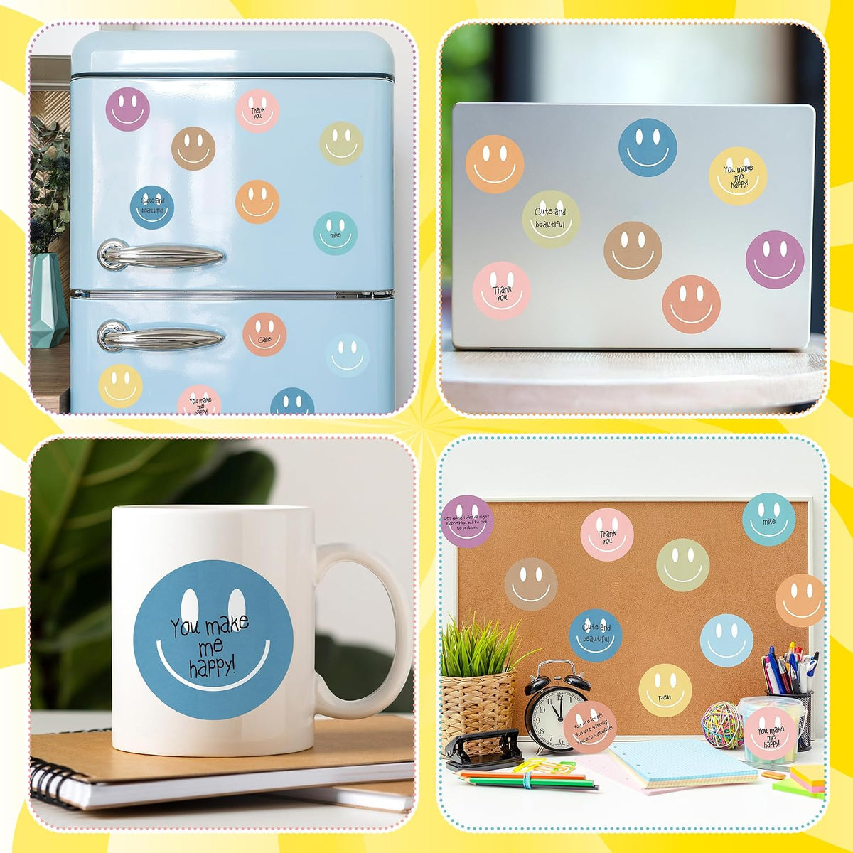 AgincBerry Boho Smile Face Sticky Notes - 30PCS Back to School Colorful Preppy Self-Stick Notes Mini Happy Smile Face Memo Pad Creative Shaped Notepad Writing Sticky Note Office Home Gift Tab Supplies