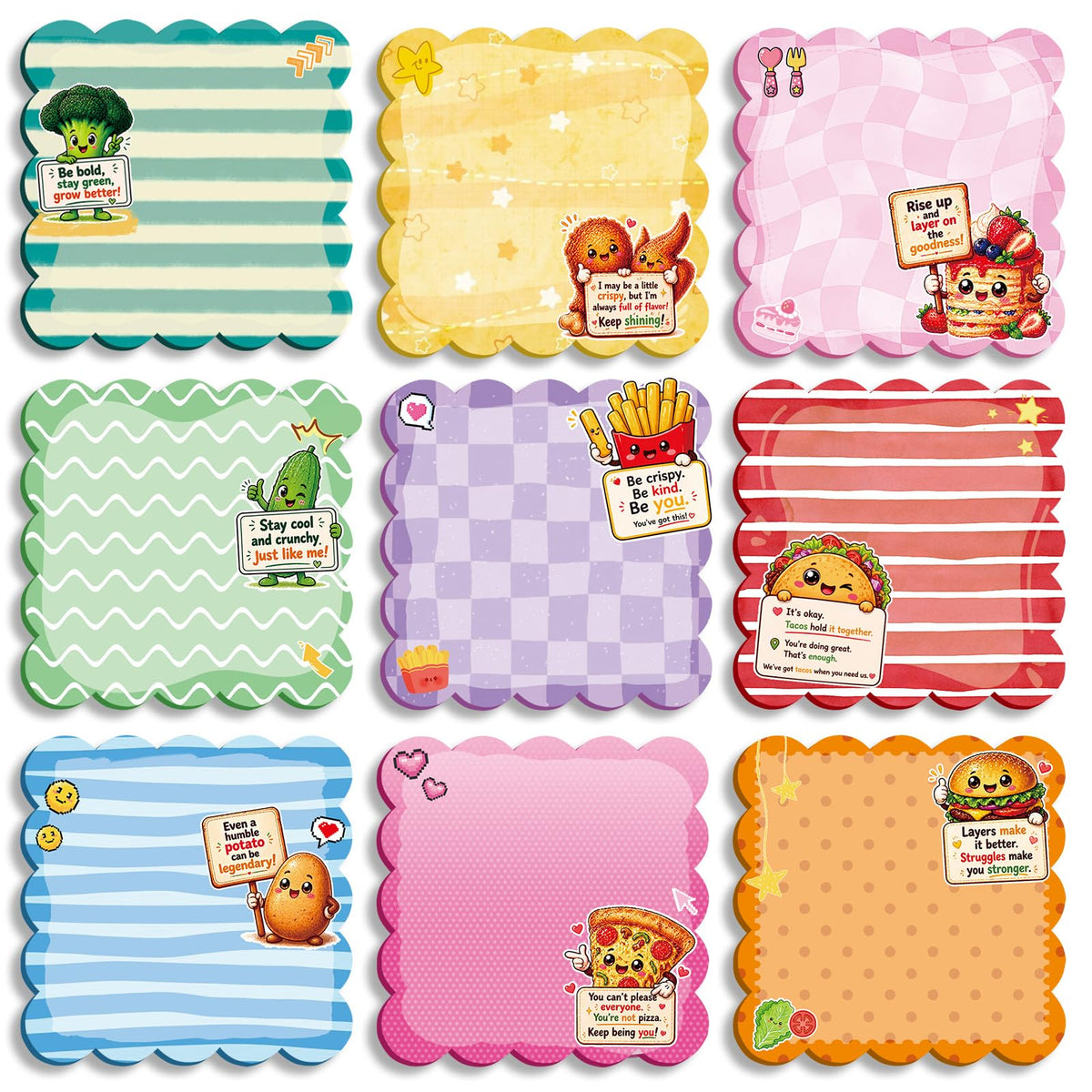 9 Pcs Scalloped Sticky Notes 3x3 Inch,Watercolor