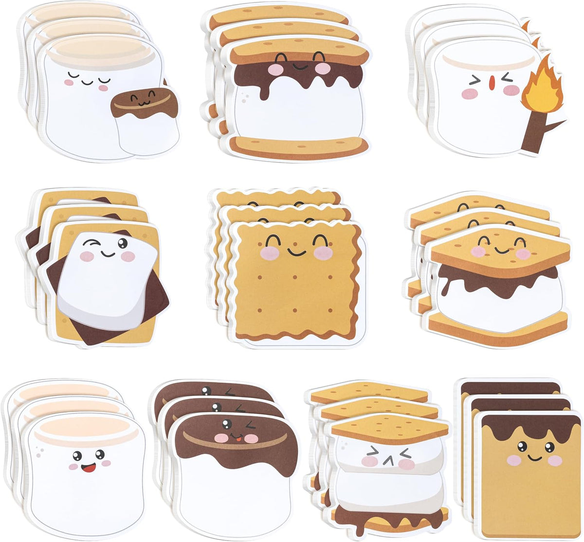 CJiangpo 30Pcs Marshmallow Sticky Notes Pads 600 Sheets Self Stick Notepad