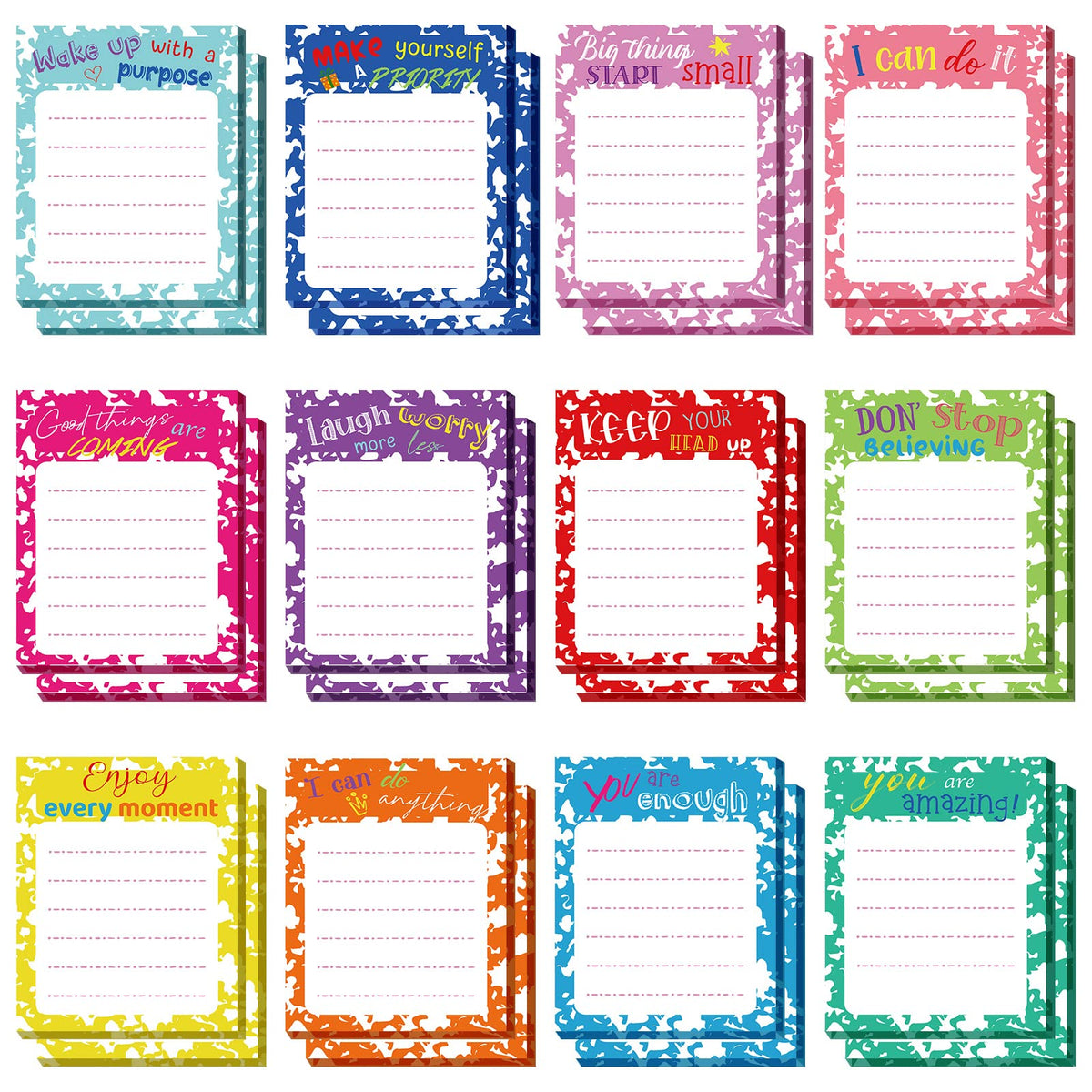 Yinder 24 Pcs Inspirational Sticky Notes Gifts, Appreciation, Multicolor