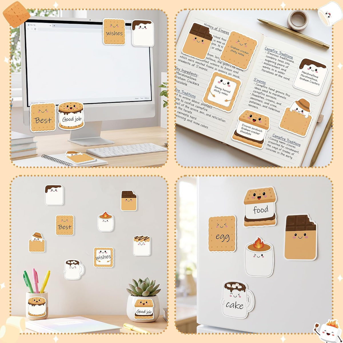 CJiangpo 30Pcs Marshmallow Funny Sticky Notes Pads Camping Party Favors