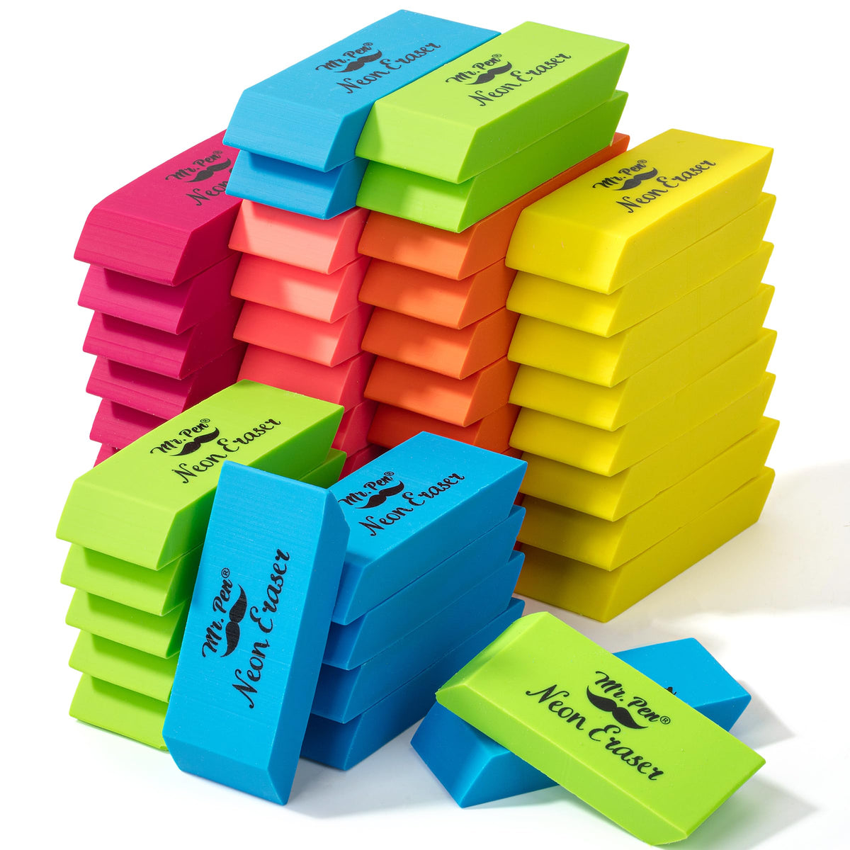 Mr. Pen- Pencil Eraser, 12 Pack, Pastel Colors