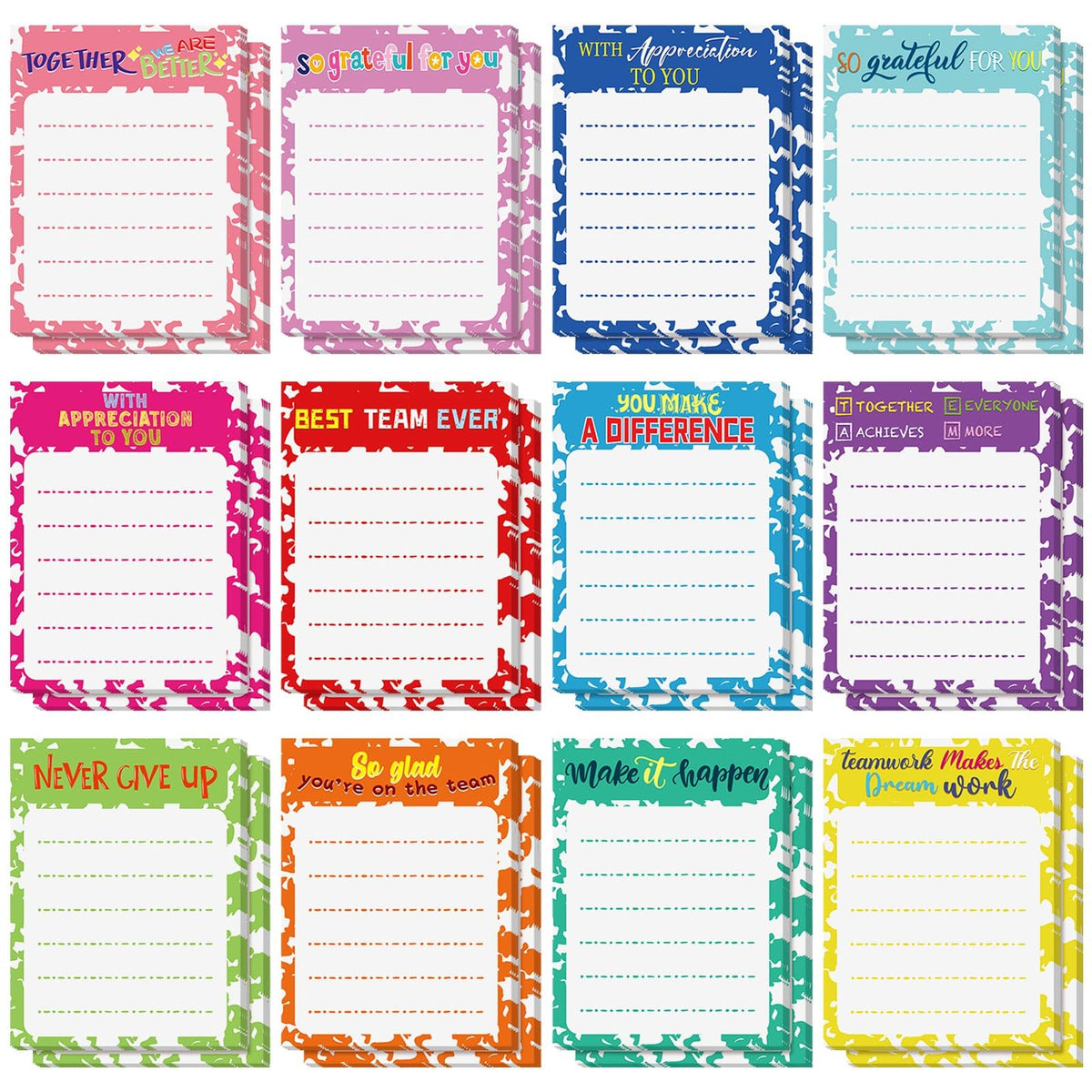 Yinder 24 Pcs Inspirational Sticky Notes Gifts, Appreciation, Multicolor