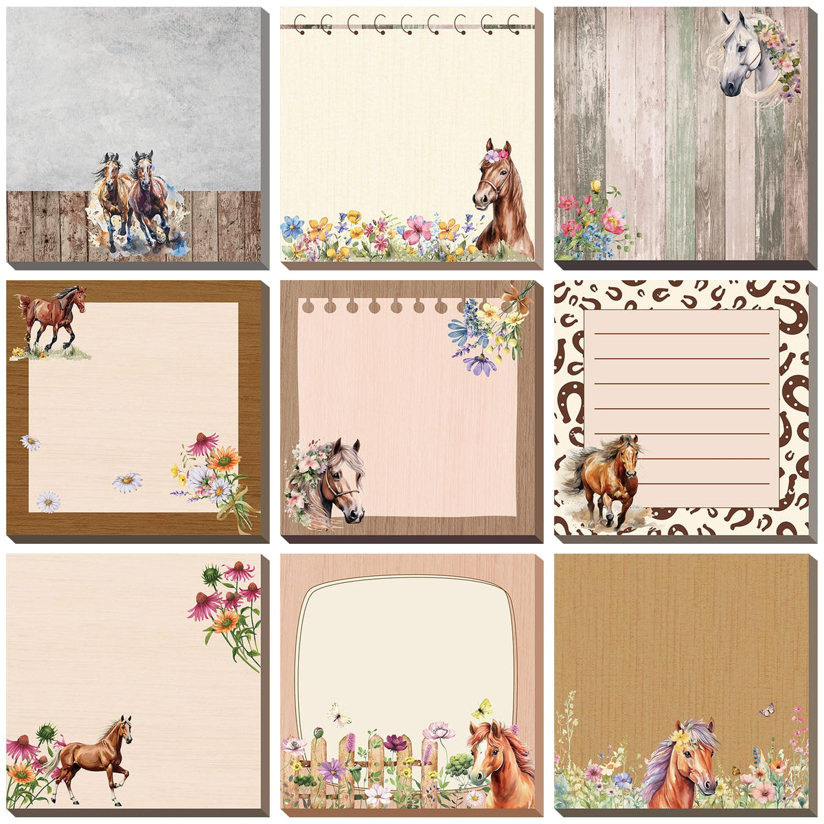 9 Pads Turtle Sticky Notes, 3x3 Inch Cute Stick Notepads