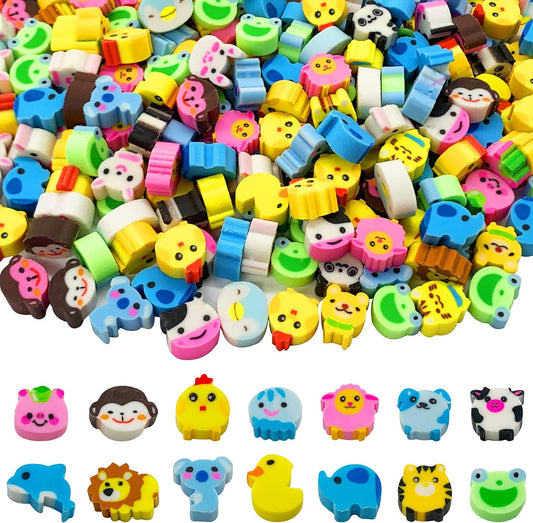 300 Pieces Animal Mini Erasers Assortment Novelty Pencil Erasers Bulk for Rewards Prizes Gift Filler