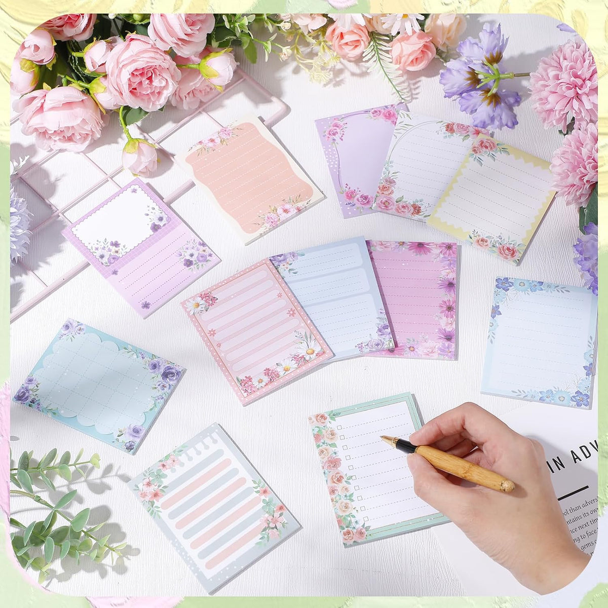 Chiisong 12 Pads Cute Sticky Notes Flower Sticky Notes