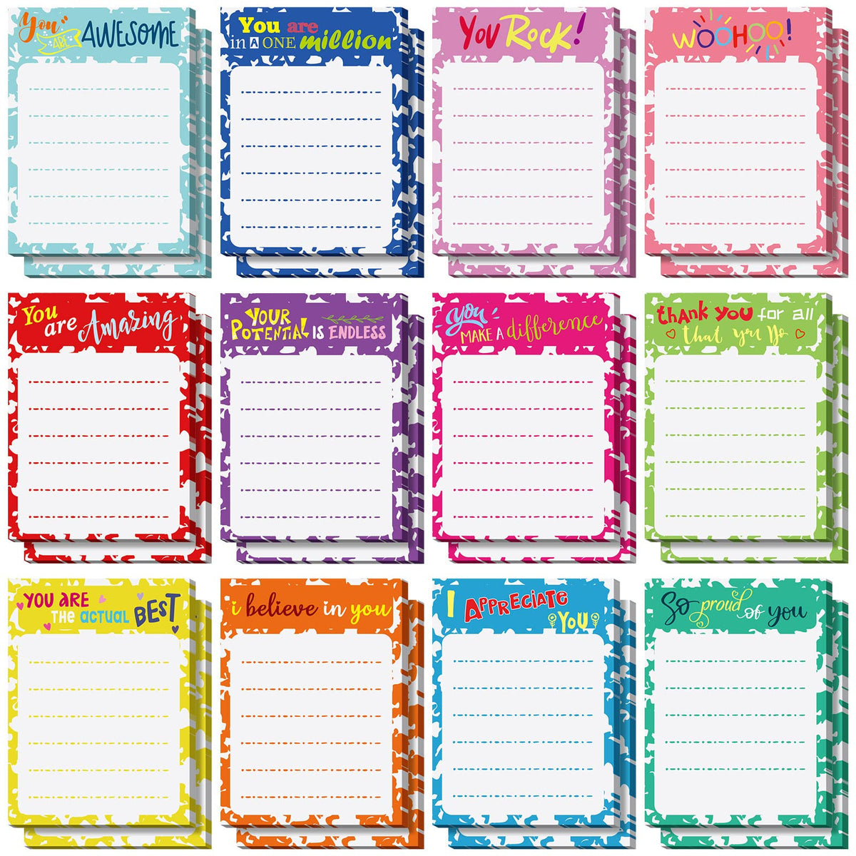 Yinder 24 Pcs Inspirational Sticky Notes Gifts, Appreciation, Multicolor