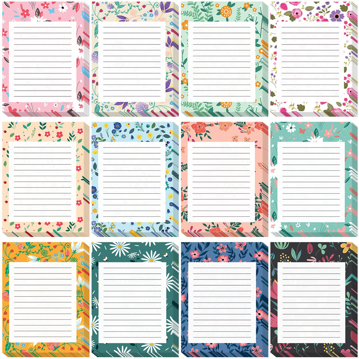 Chiisong 12 Pads Cute Sticky Notes Flower Sticky Notes