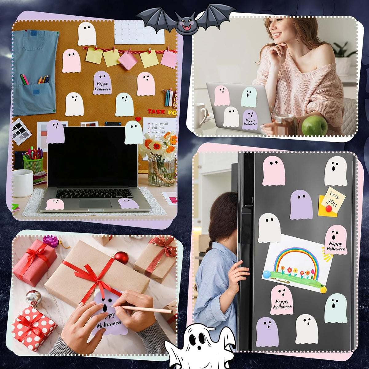 Zhanmai 1200 Pcs Halloween Ghost Sticky Notes Bulk