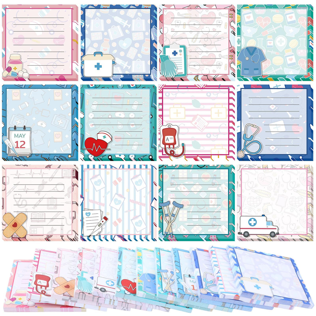 Handepo 12 Pcs Dog Sticky Notes 3"x3" Cute Puppy Vet Tech Week Gifts