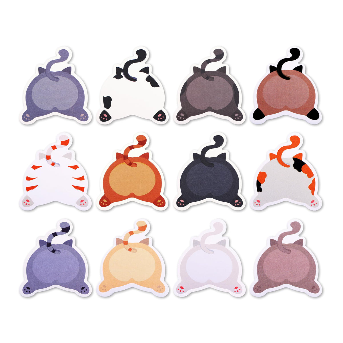 12 Pads Cute Sticky Notes - Kawaii Kitty Animal Note Pads Bulk, Fun Feline Cartoon Self-Adhesive Memo Tabs & Page Markers, Unique Stationery Gift for Veterinary Office, School & Party Supplies