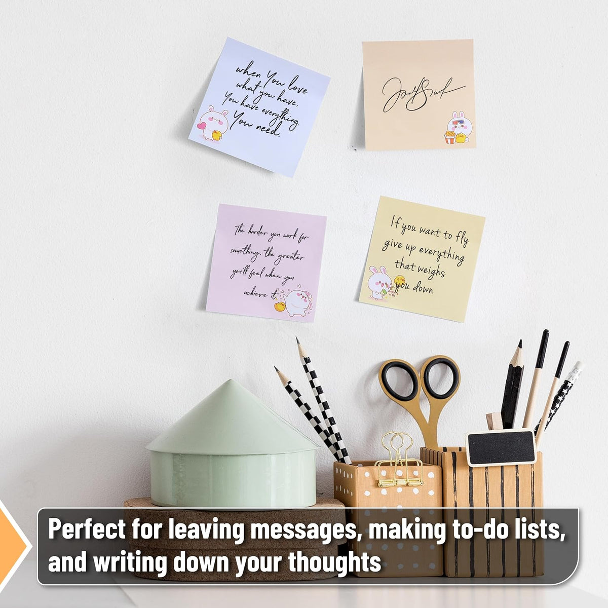 Mr. Pen- Aesthetic Sticky Notes, 3"x3", 8 Pads, 400 Sheets, 4 Designs