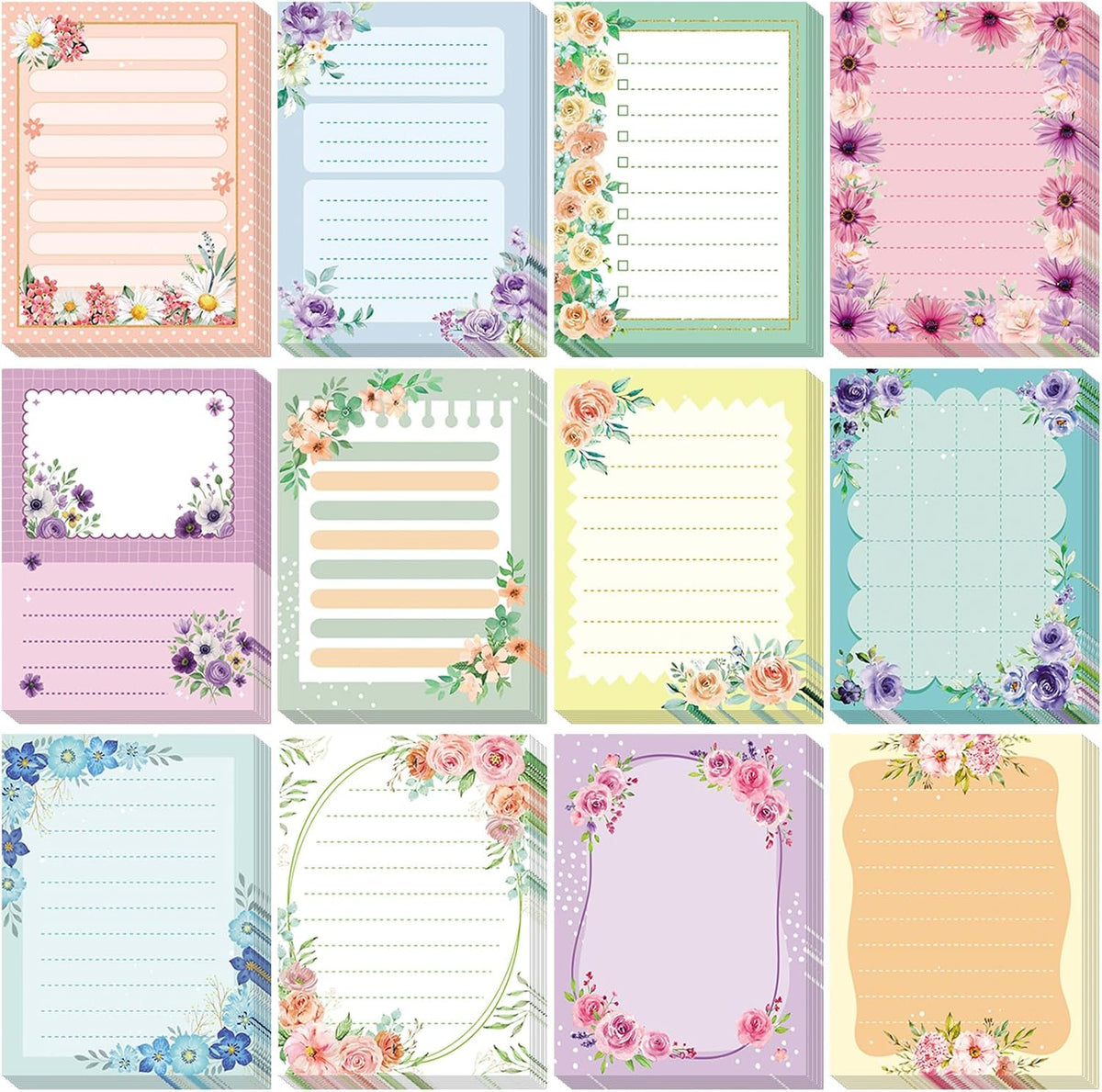 Chiisong 12 Pads Cute Sticky Notes Flower Sticky Notes