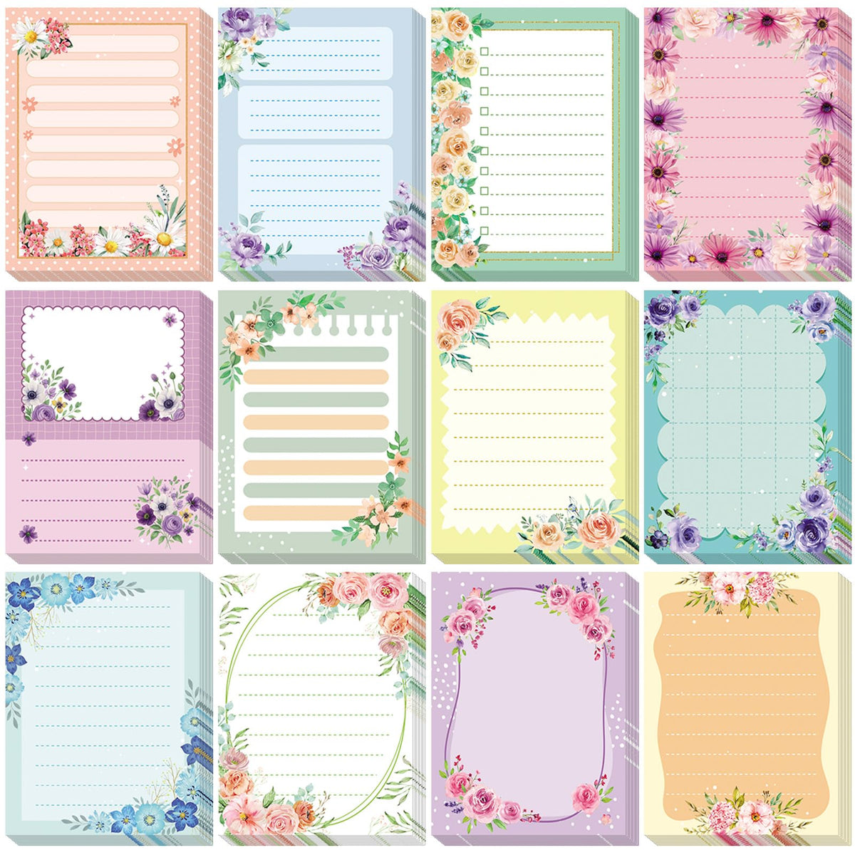 Chiisong 12 Pads Cute Sticky Notes Flower Sticky Notes