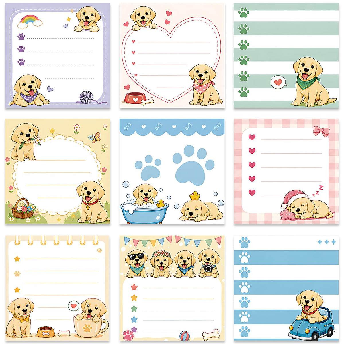 Frog Sticky Notes 3x3 Cute Animal Stationery 9-Pack