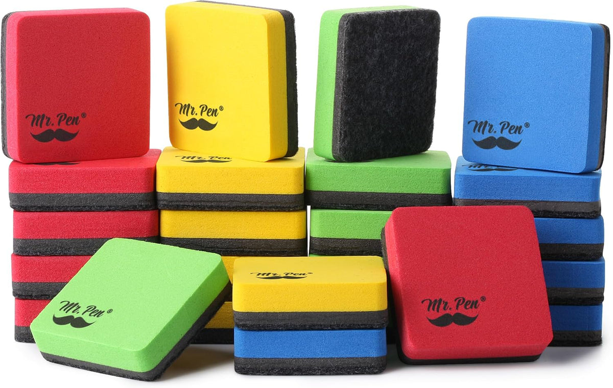 Mr. Pen- Mini Magnetic Dry Erase Erasers, 2" x 2", 24 Pack
