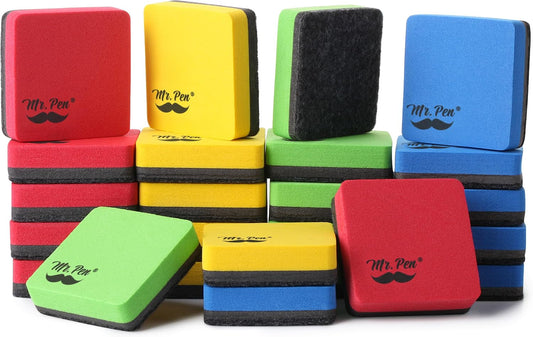 Mr. Pen- Mini Magnetic Dry Erase Erasers, 2" x 2", 24 Pack