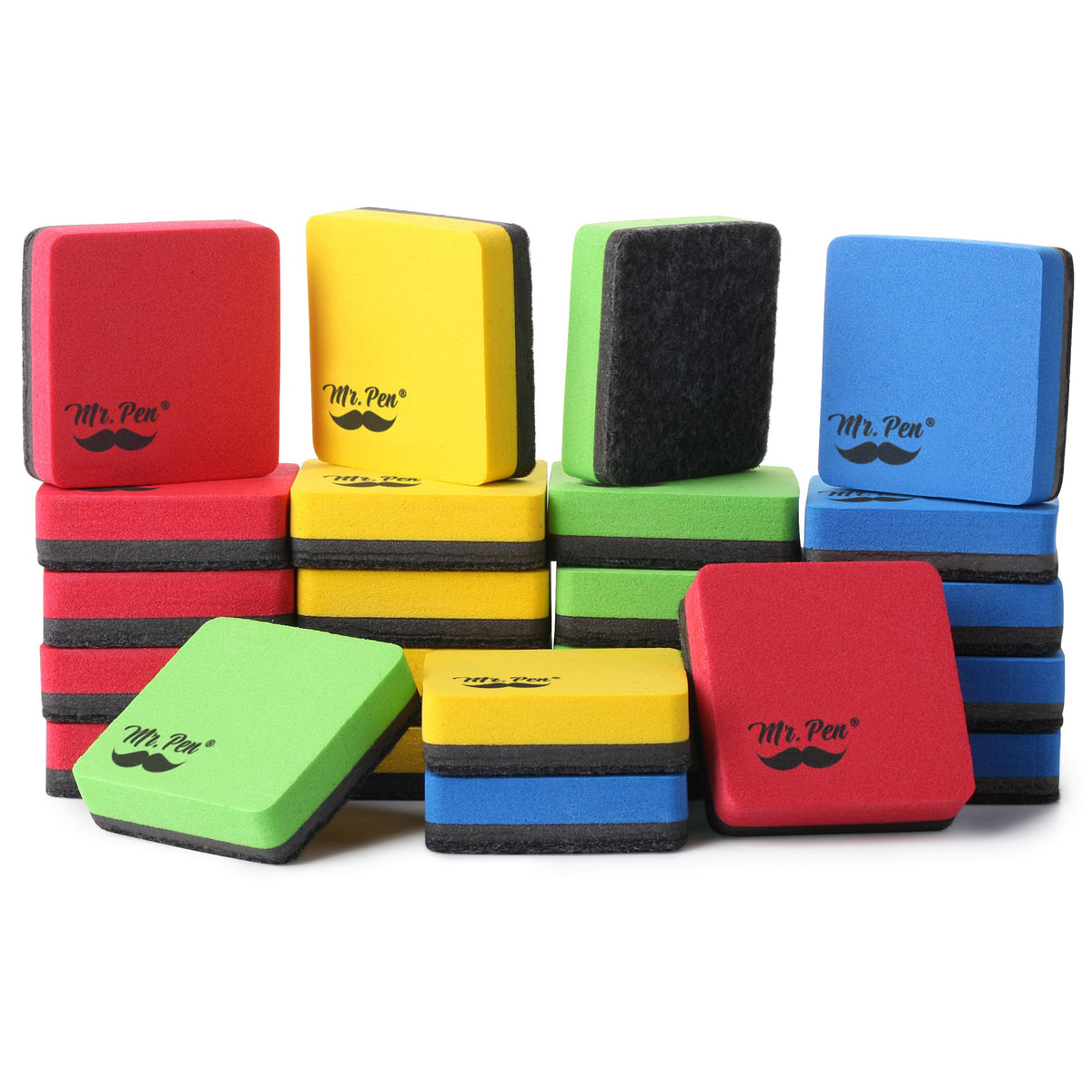 Mr. Pen- Mini Magnetic Dry Erase Erasers, 2" x 2", 24 Pack