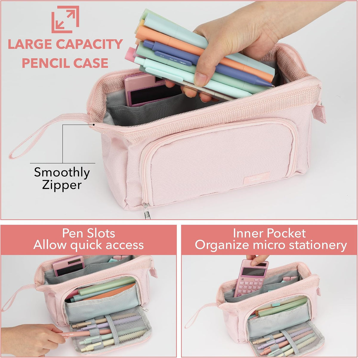 Mr. Pen- Cute School Supplies with Pen Case, 52 pcs, Pink, College Supplies