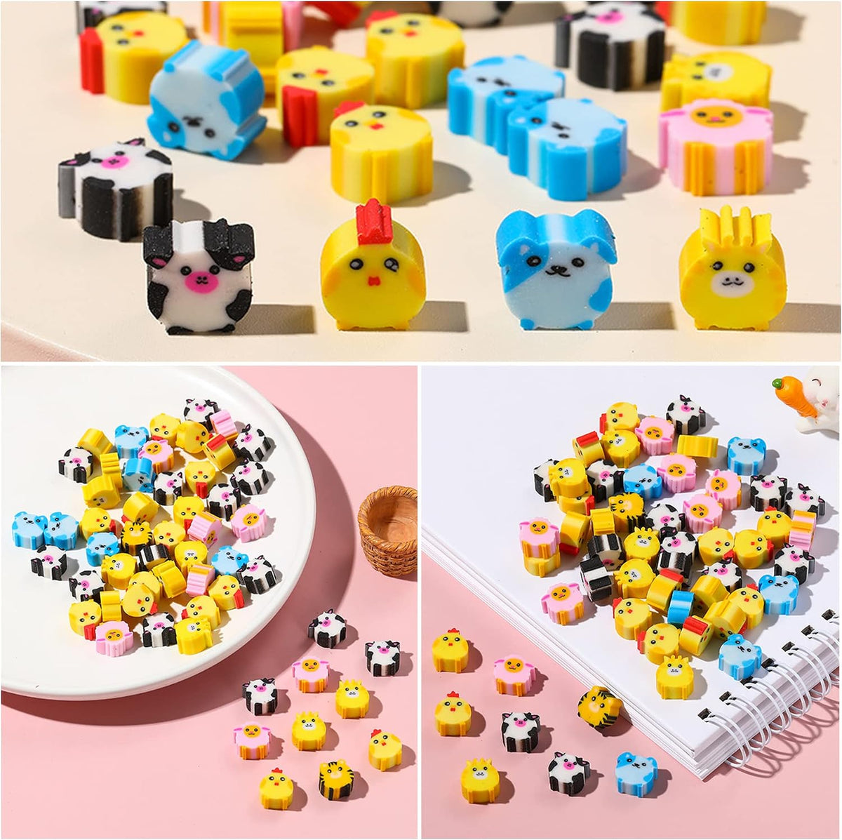 300 Pieces Animal Mini Erasers Assortment Novelty Pencil Erasers Bulk for Rewards Prizes Gift Filler