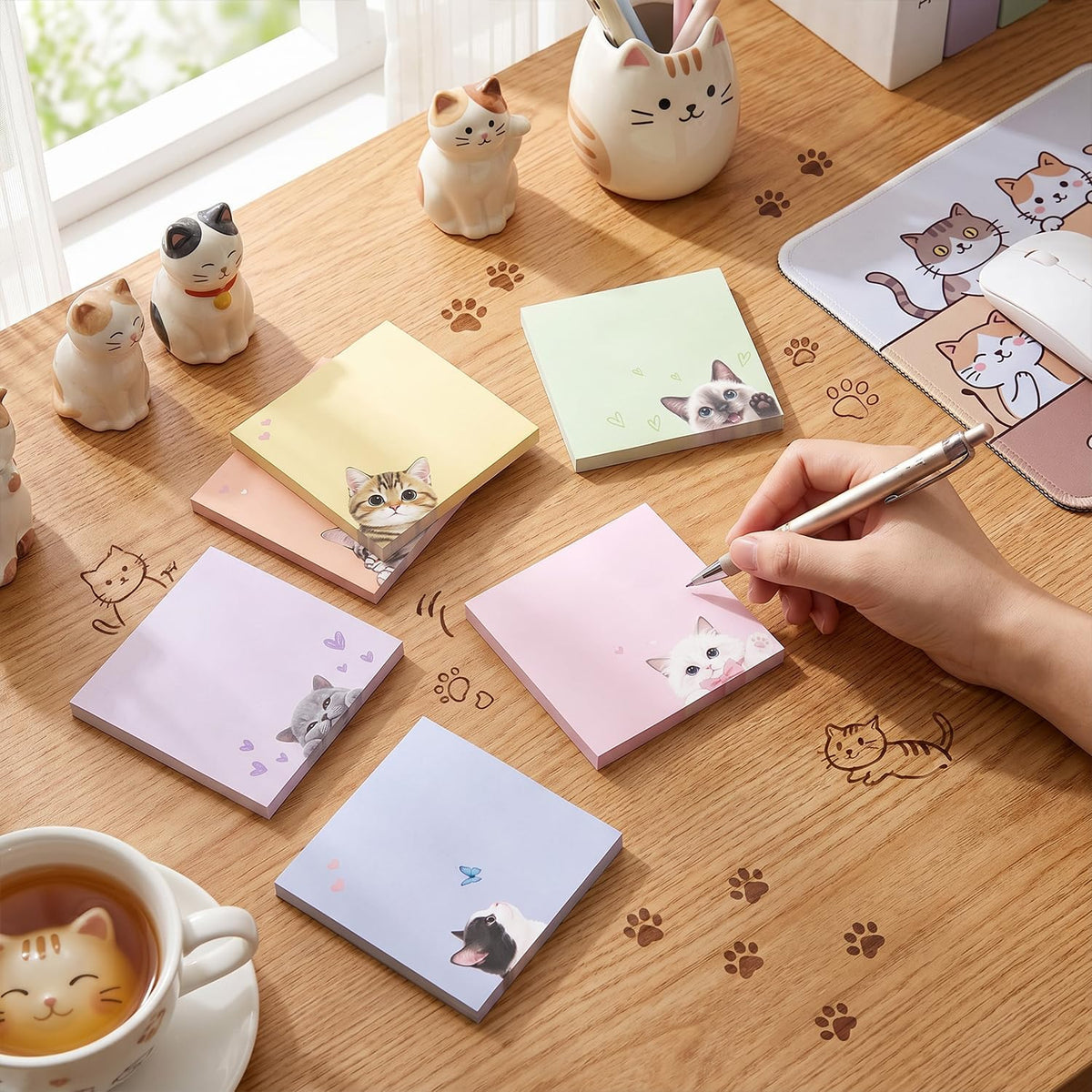 Funny Cat Sticky Notes 3x3 Gifts Cat Lovers 9-Pack