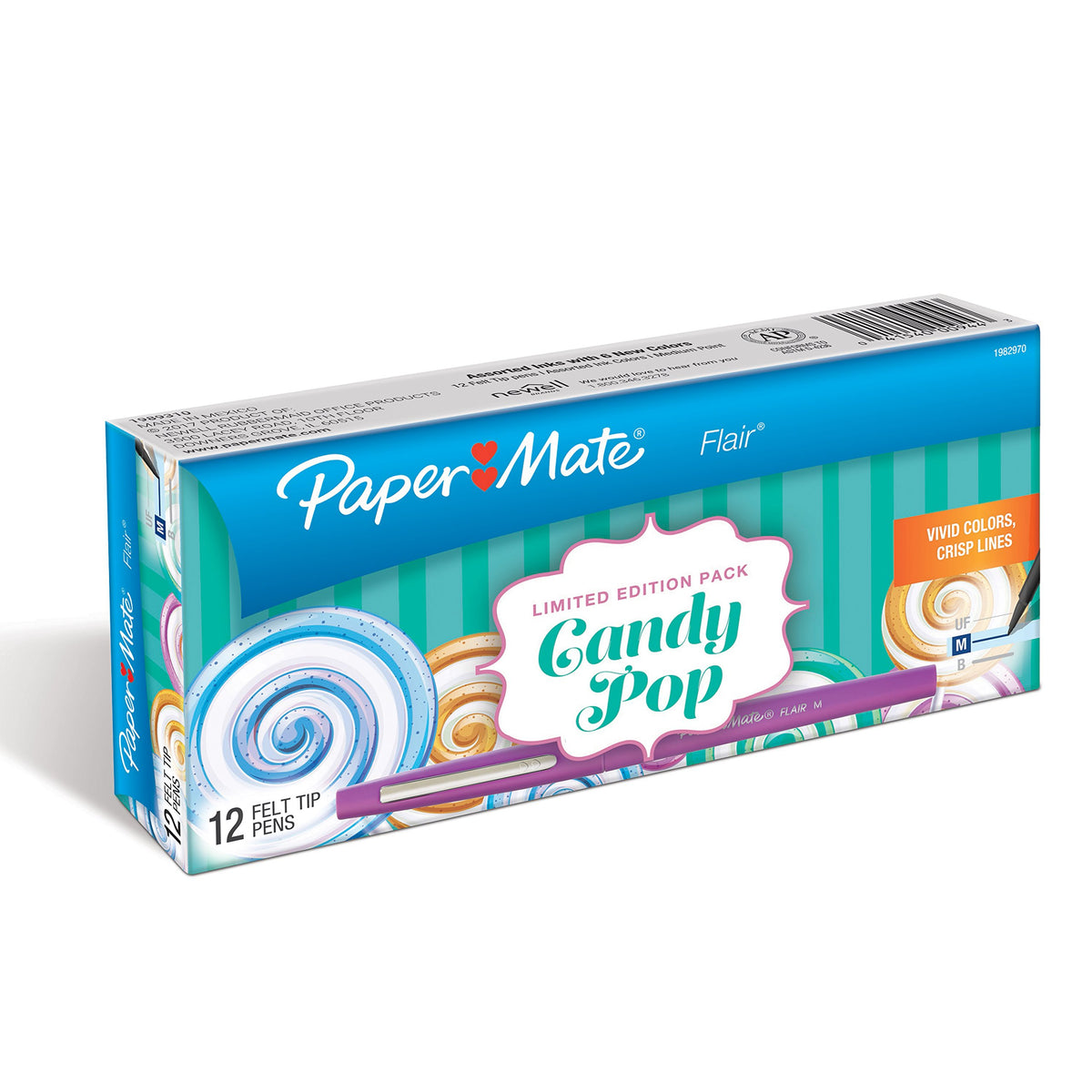 Paper Mate Flair Felt Tip Pens, Medium Point (0.7mm), Limited Edition Candy Pop Pack, 6 Count