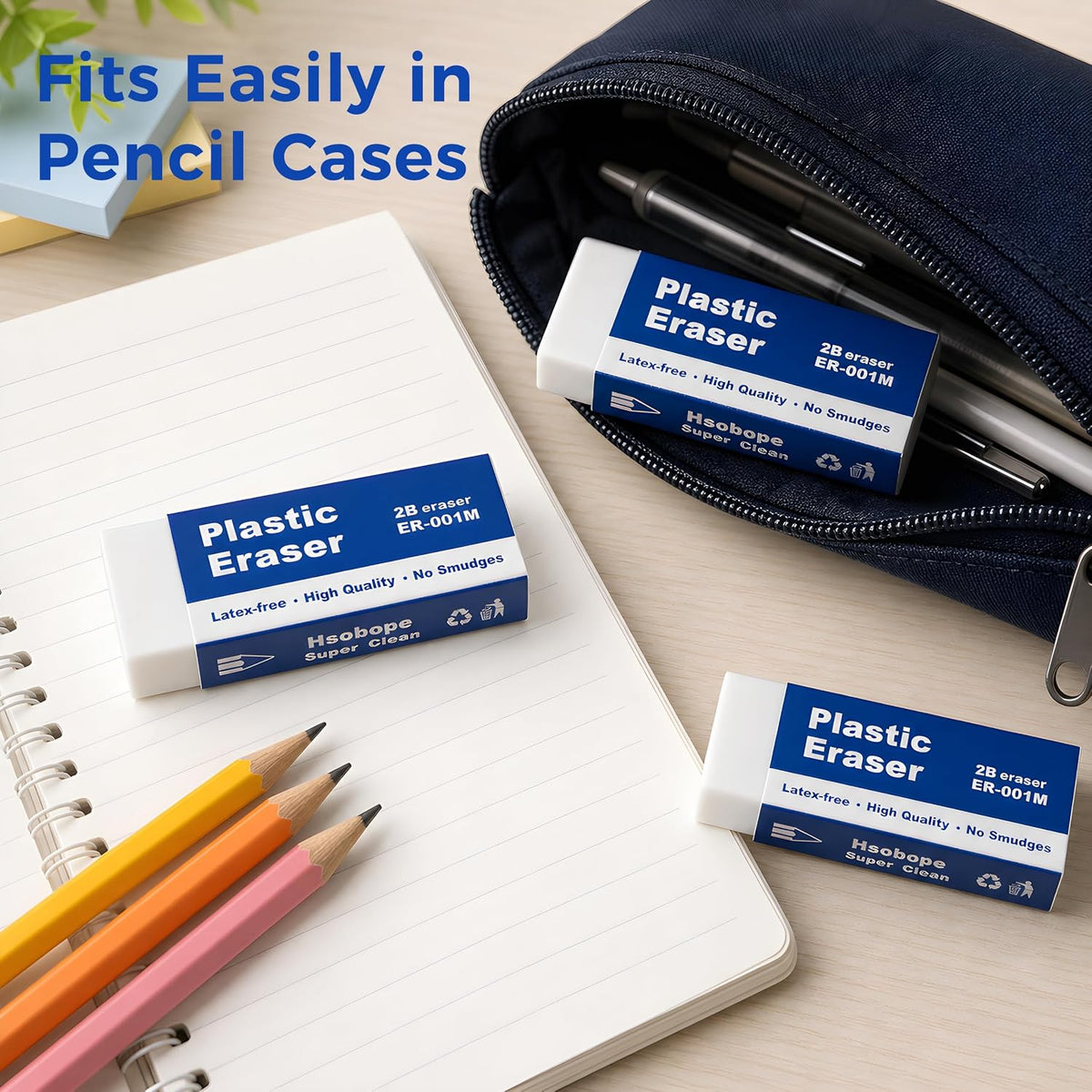 Eraser, Large, White, 10 Pack | Block Erasers for School Office, Art Eraser for Drawing
