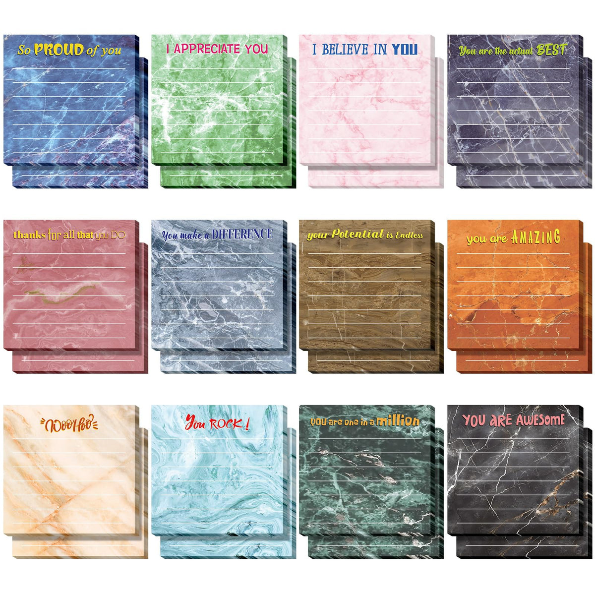 Yinder 24 Pcs Inspirational Sticky Notes Gifts, Appreciation, Multicolor