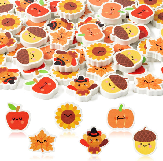 Yopyame 60Pcs Fall Mini Eraser for Kids Bulk Assorted Novelty Maple Leaf Pumpkin Pencil Eraser Cute Puzzle Erasers Desk Pet School Classroom Prizes Student Homework Rewards Gift Filling Party Favors