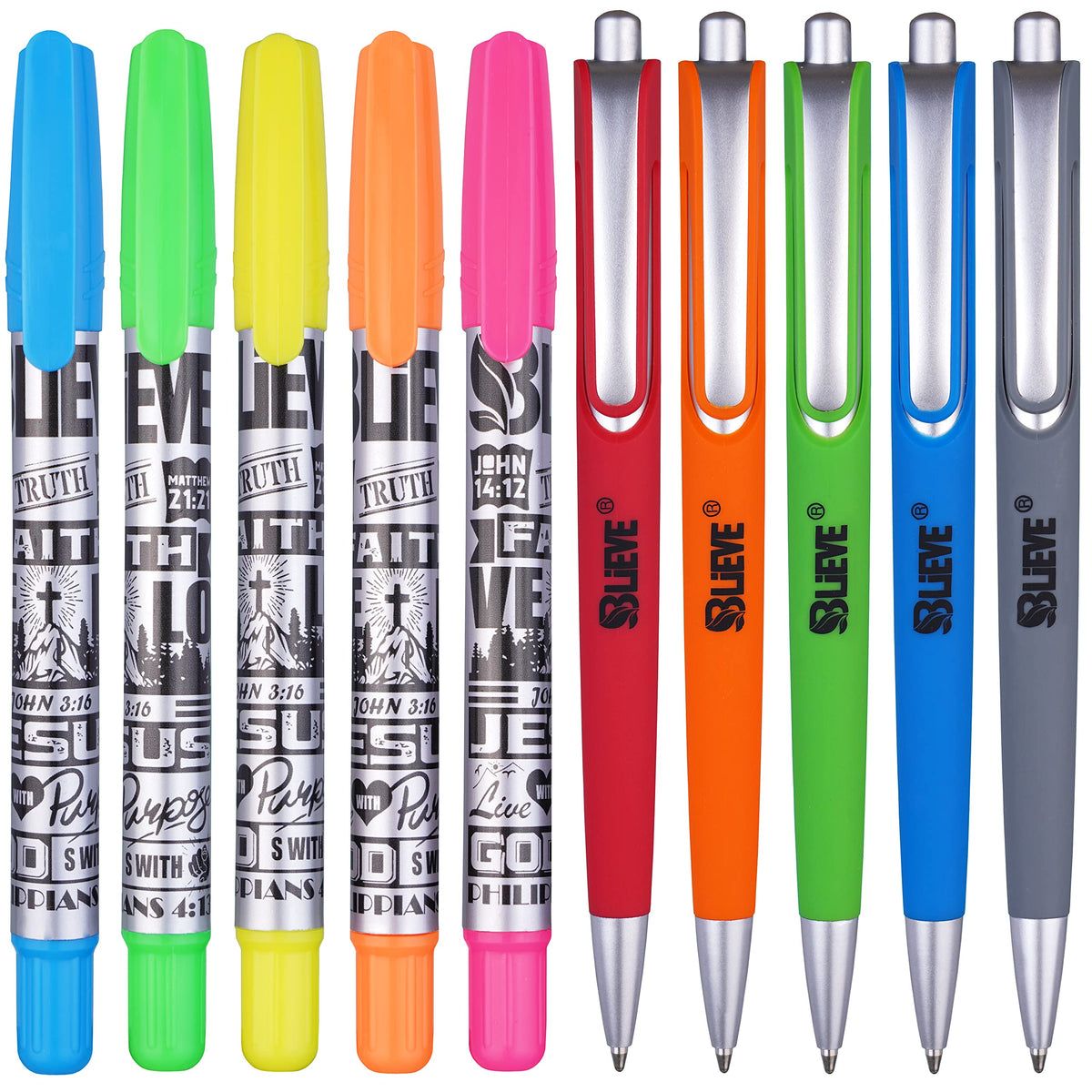 BLIEVE - Bible Journaling Kit With Gel Highlighters And Pens No Bleed, Scripture Markers and Pencils Supplies, Stencils Planner Set For Coloring Journal Art Illustrated By Faith Christian Gifts 24pcs