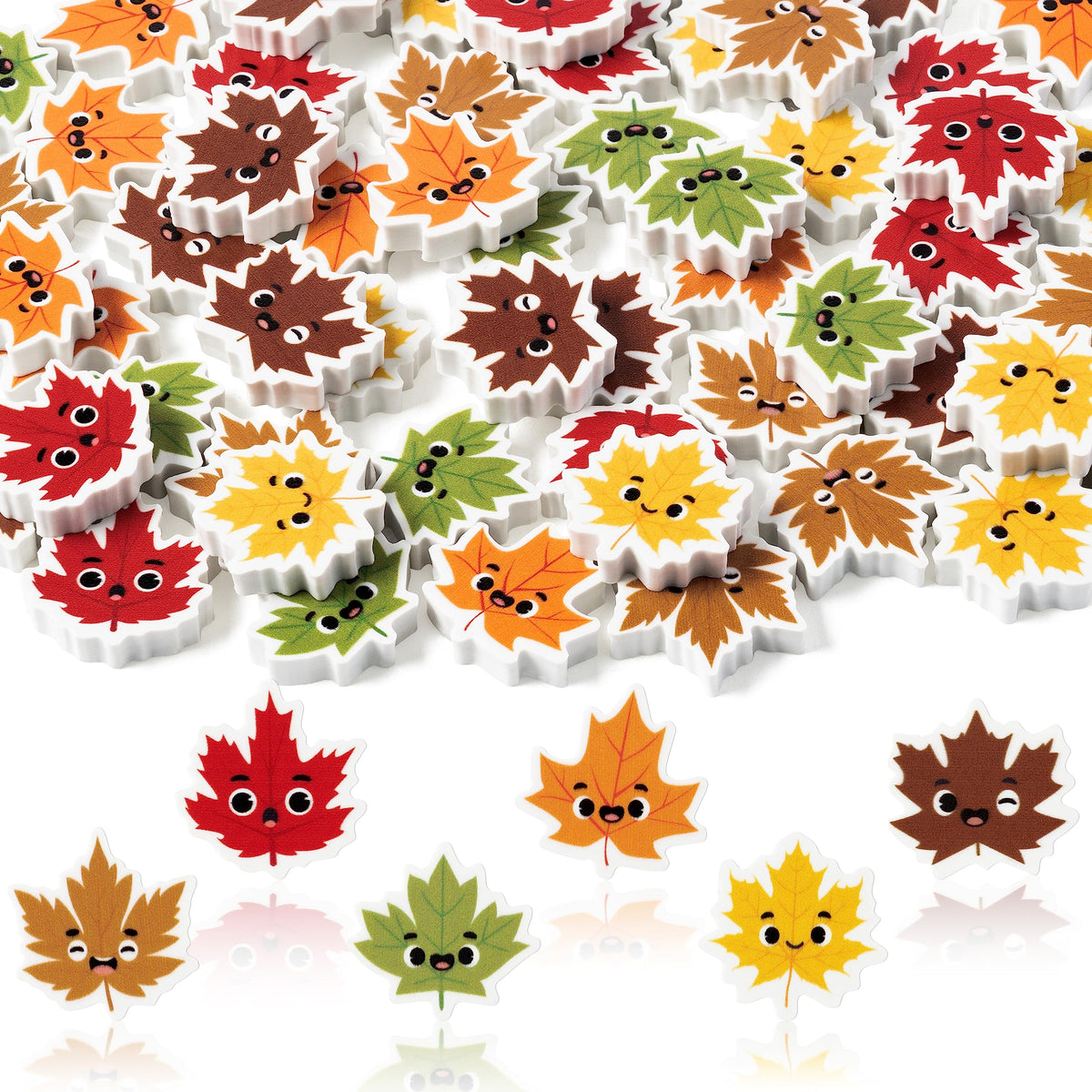 Yopyame 60Pcs Fall Mini Eraser for Kids Bulk Assorted Novelty Maple Leaf Pumpkin Pencil Eraser Cute Puzzle Erasers Desk Pet School Classroom Prizes Student Homework Rewards Gift Filling Party Favors