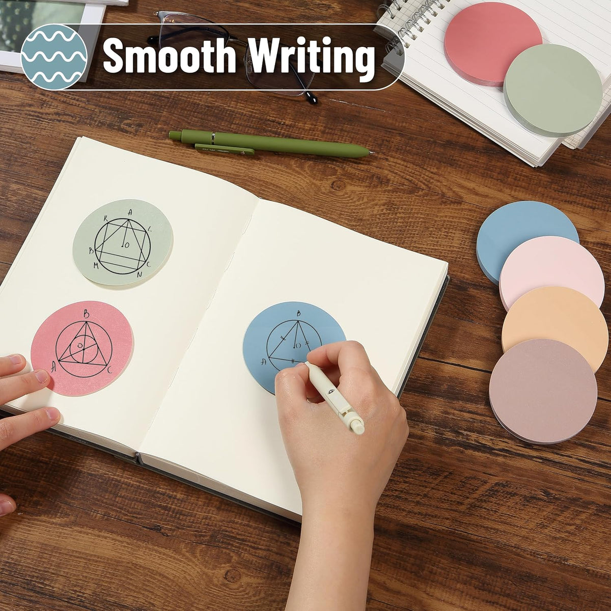Mr. Pen- Round Sticky Notes, 2.8" Diameter, 12 Pads, 720 Sheets, Colorful